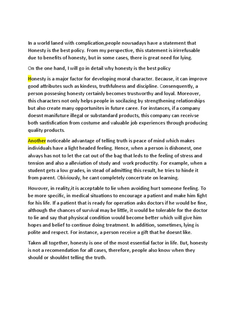 Honesty | PDF | Career & Growth | Self-Improvement