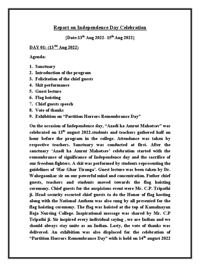 report on declaration of independence sample