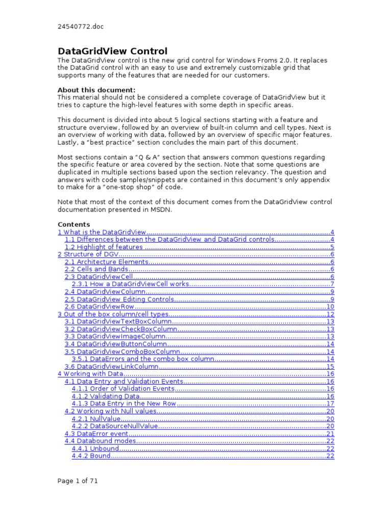 Data Grid View FAQ | PDF