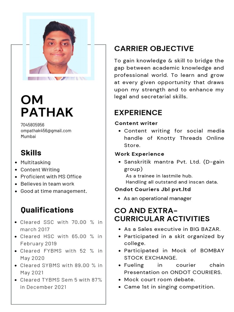 Om Pathak Resume-1 | PDF