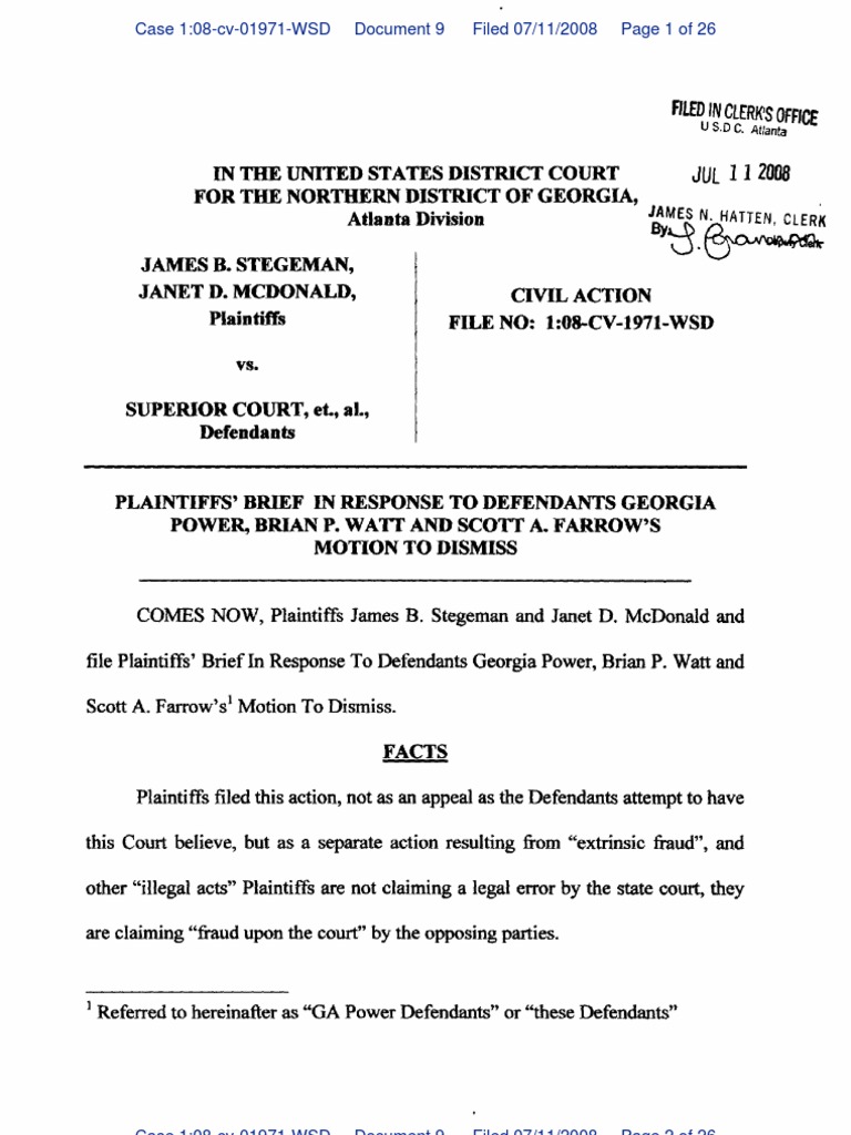 Plaintiffs Response To Motion To Dismiss | PDF | Complaint 