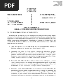 First Supplement To Notice of Intent To Use Extraneous Offenses