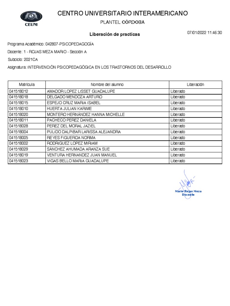Lista Int. PP Trast. Sección A | PDF