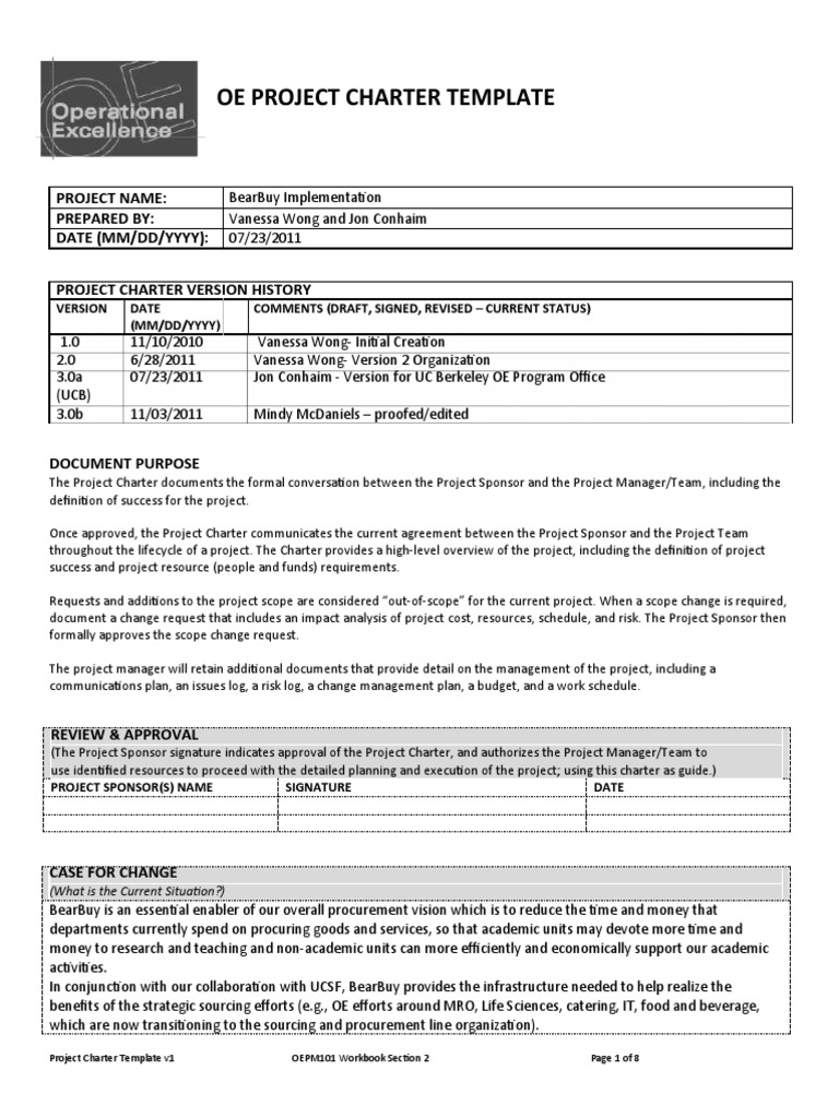 BearBuy Project Charter Template | PDF | Procurement | Systems Engineering