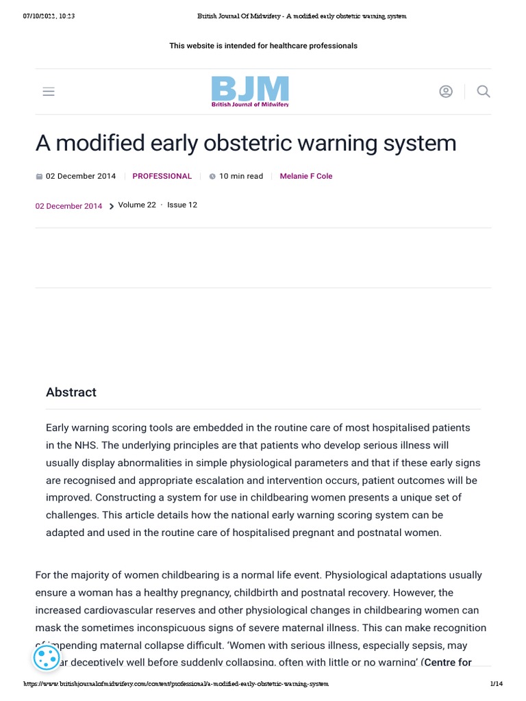 British Journal of Midwifery A Modified Early Obstetric Warning