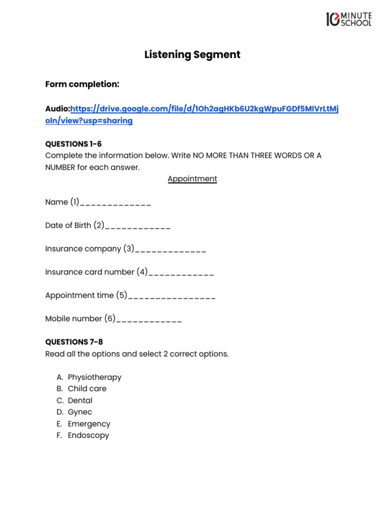 IELTS Listening Practice Test Guide | PDF