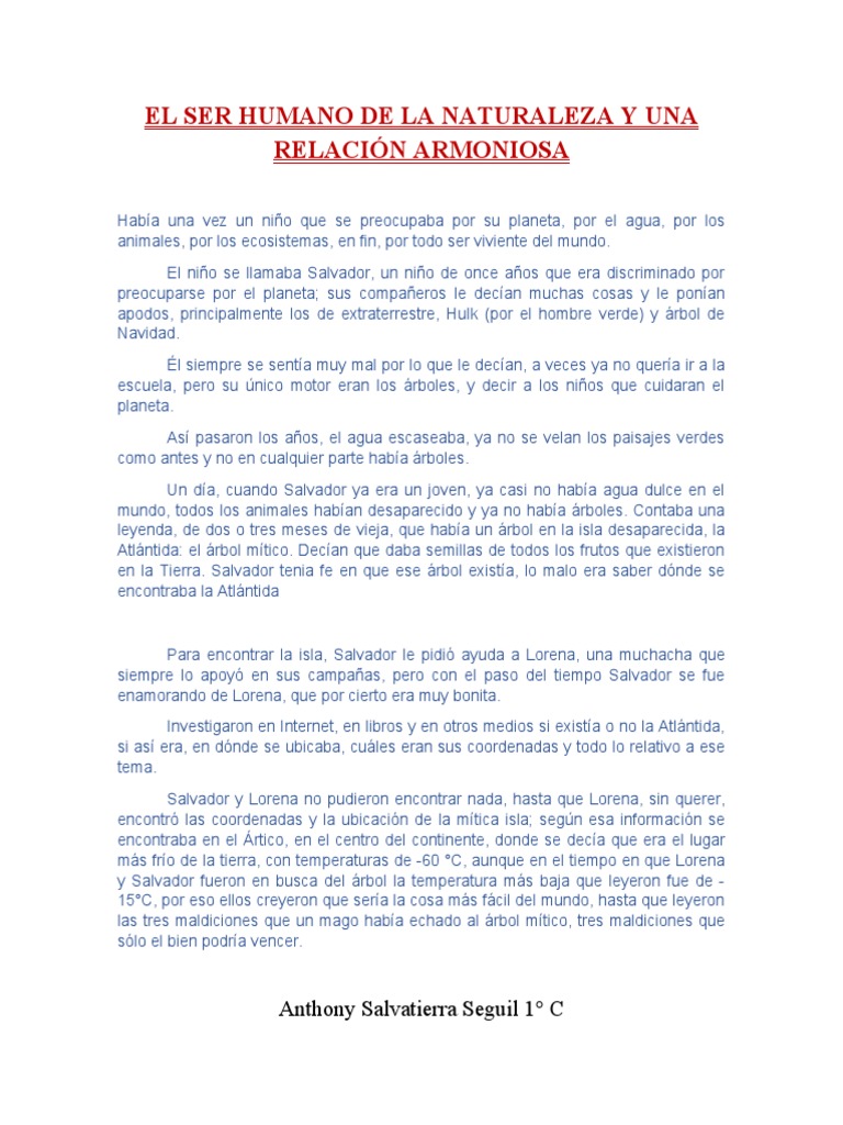 El Ser Humano de La Naturaleza y Una Relación Armoniosa | PDF ...