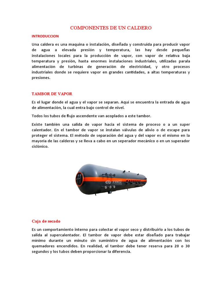 Componentes de Un Caldero | PDF | Vapor | Máquina de vapor