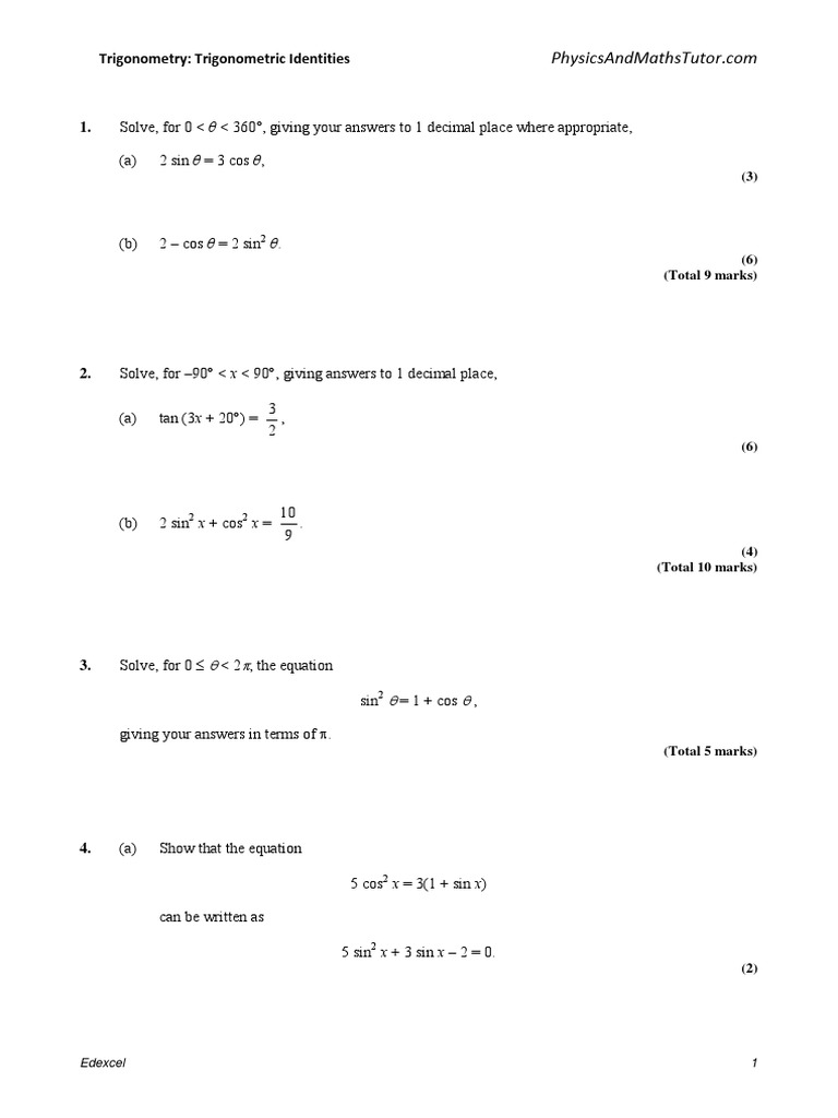 Trigonometric Identities | PDF | Trigonometric Functions | Trigonometry
