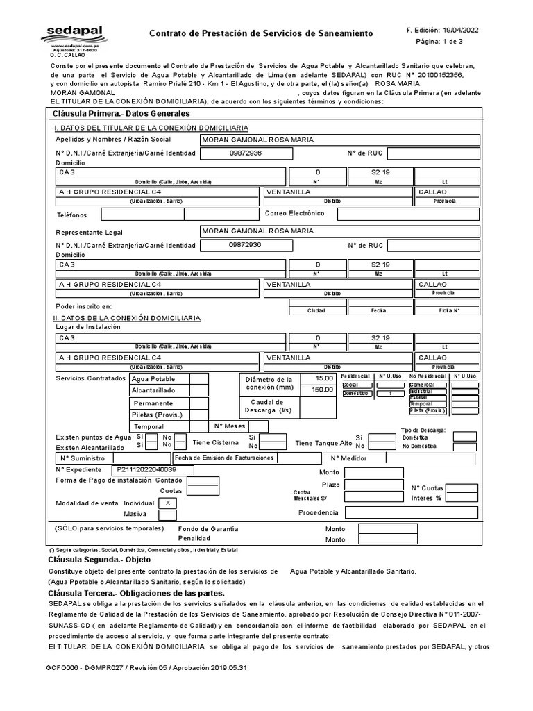 Contrato de Agua Potable y Saneamiento | PDF | Alcantarillado | Regulación