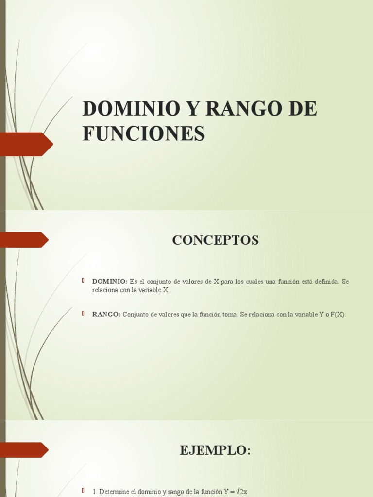 Dominio y Rango de Funciones Matemáticas | PDF