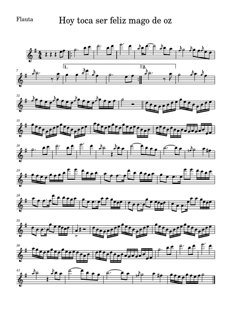Hoy Toca Ser Feliz Mago de OzFlauta PDF Rock Music Groups Musical Groups