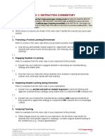 Part B - Literacy Instruction Commentary Template