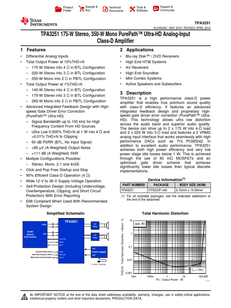 Tpa 3251 | PDF | Electrostatic Discharge | Amplifier