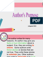 Adapted 2022: Analyzing an Author's Purpose in Various Texts