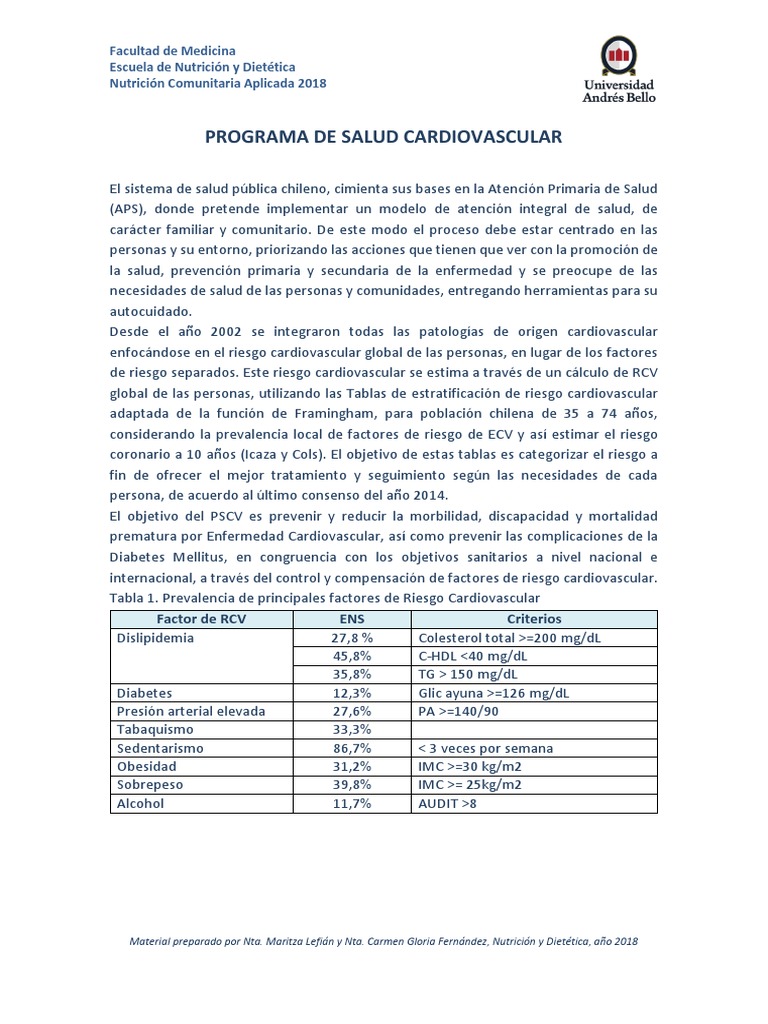 1 Programa de Salud Cardiovascular | PDF | Obesidad | Enfermedades ...