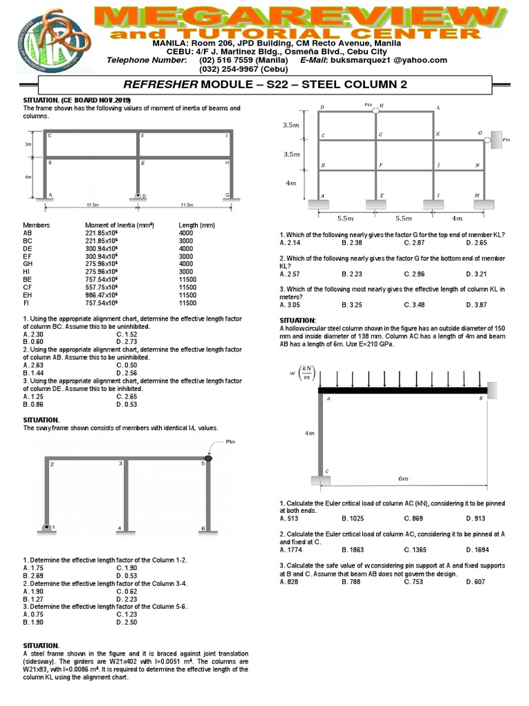 Refresher Module S22 Steel Columns 2 | PDF | Mechanical Engineering ...
