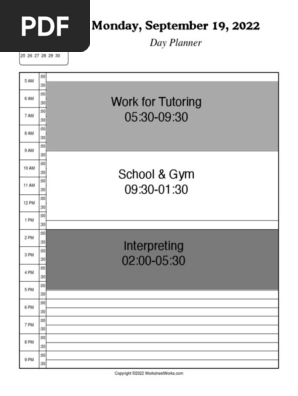 WorksheetWorks Hourly Day Planner 3