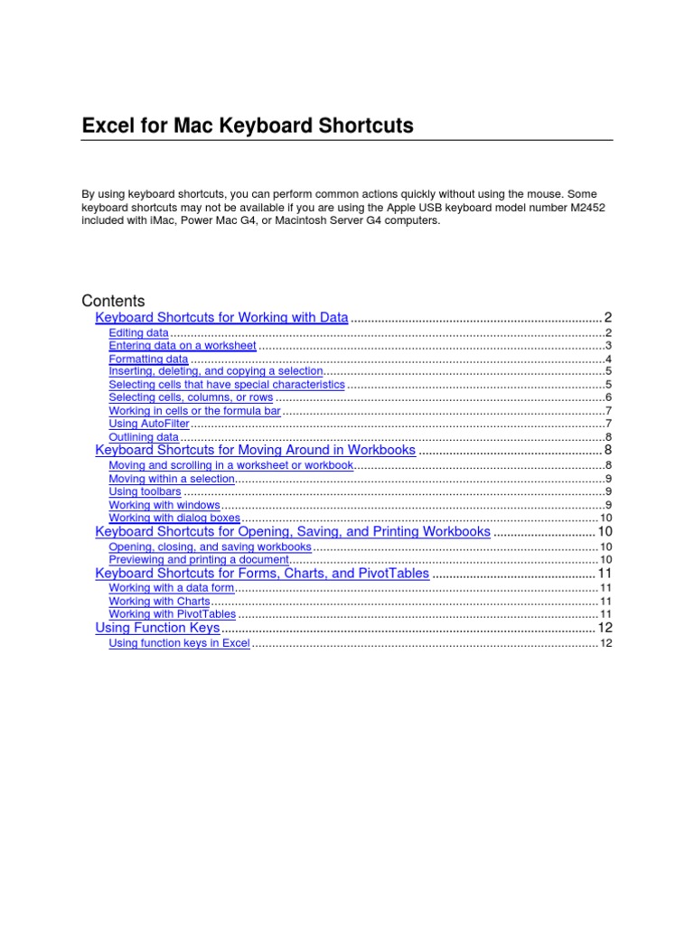 Excel Shortcuts for Mac Users | PDF | Computer Keyboard | Microsoft Excel