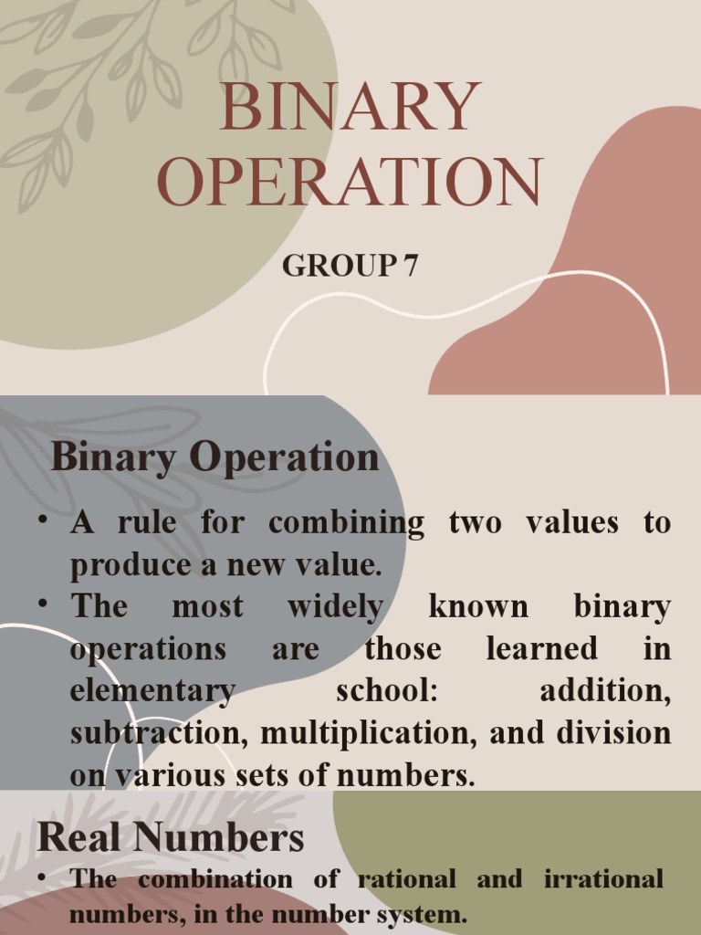 Binary operation pdf numbers integer