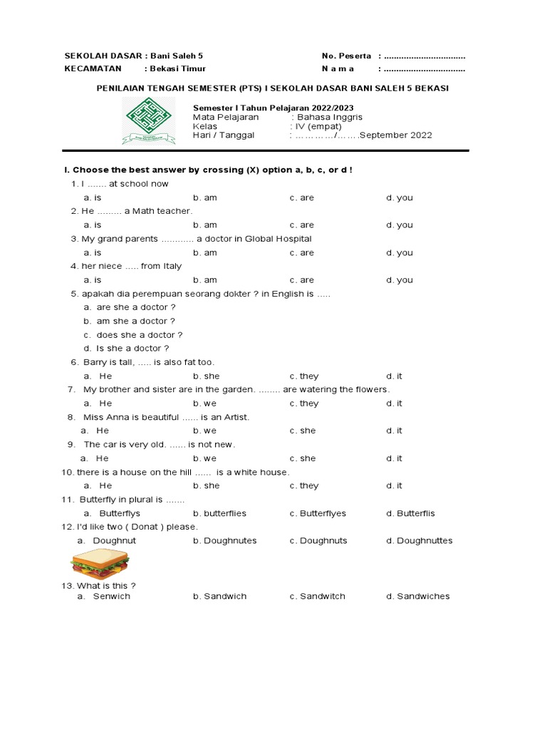 Soal Bahasa Inggris Kelas 4 Pdf