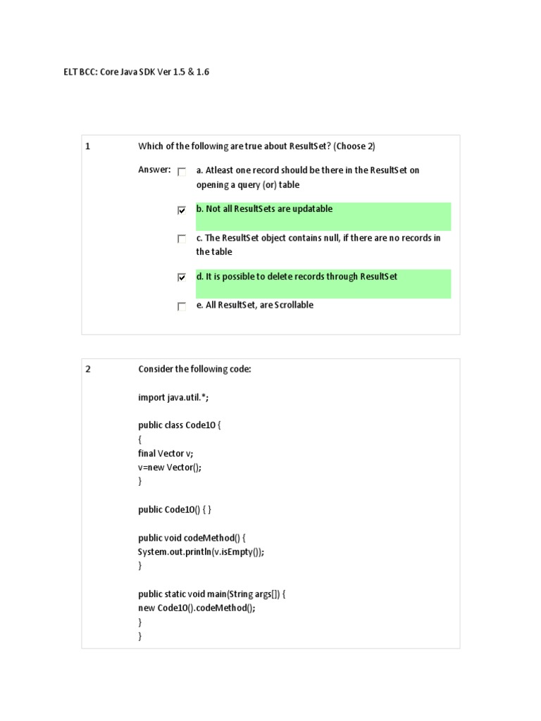 Java SDK ResultSet and Code Analysis | PDF | Teaching Methods ...