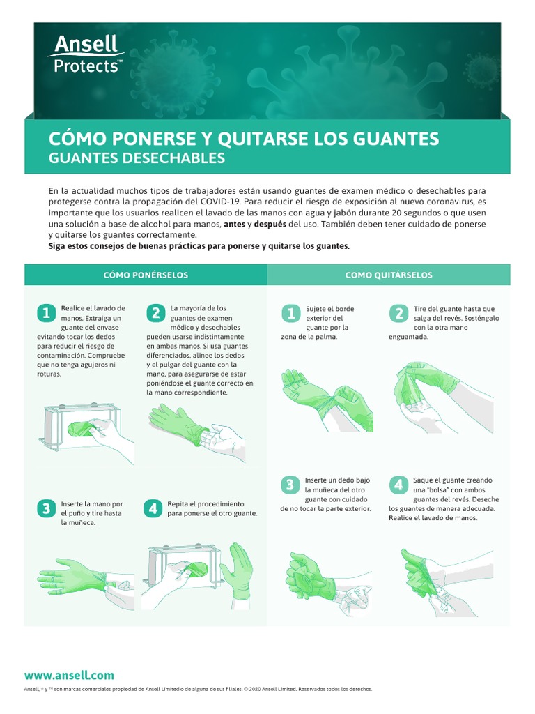 Covid19 Examination Glove Donning and Doffing PDF Guante Lavado