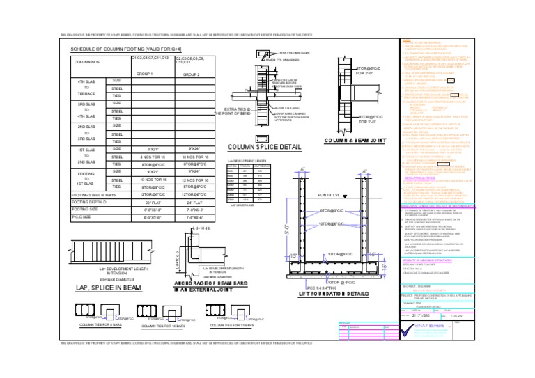 Column Footing Details Mahantesh Nagar Site | PDF | Beam (Structure ...