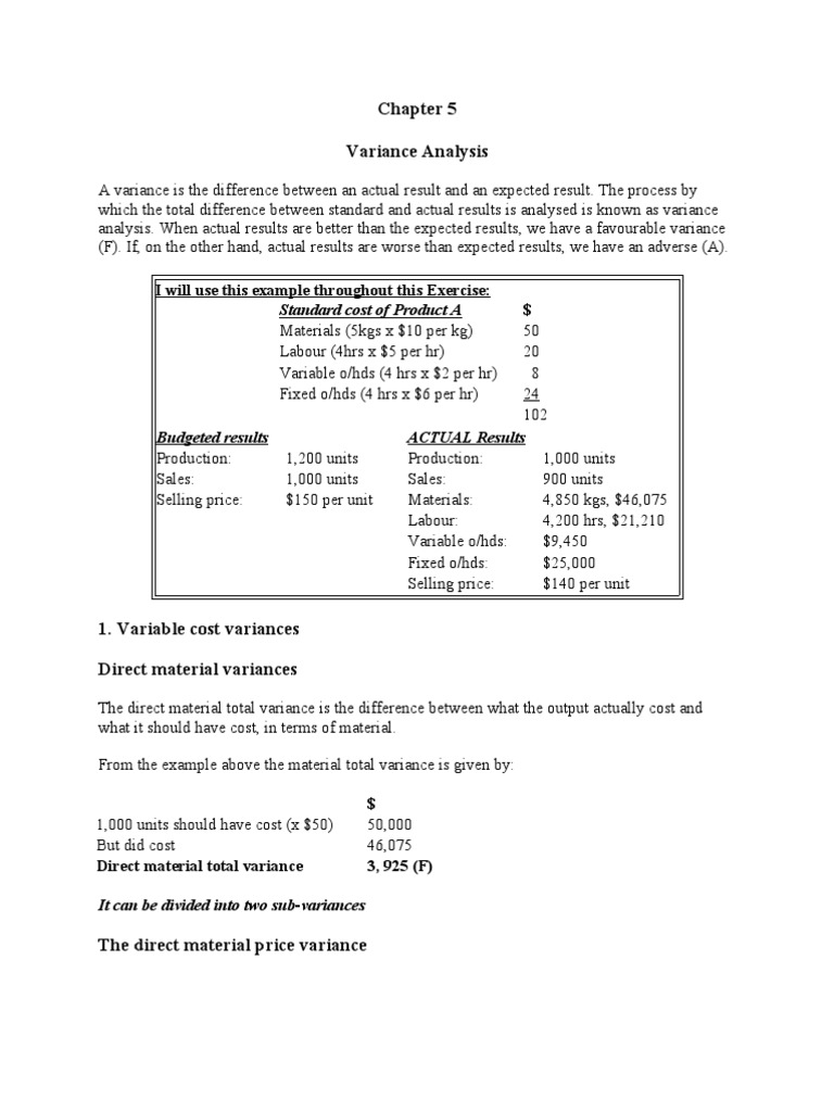 Chapter 5-Variance Analysis | PDF | Weighted Arithmetic Mean | Variance