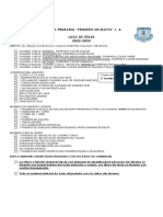 Escuela Primaria "Primero de Mayo" J. A. Lista de Útiles 2022-2023