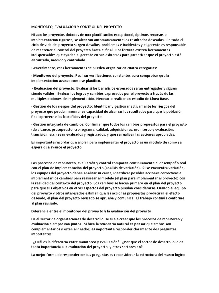 Control Y Monitoreo De Proyectos Descargar Gratis Pdf Riesgo