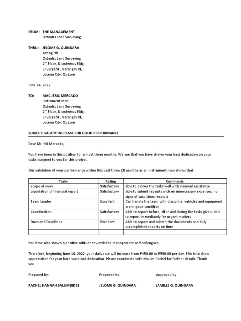 Sample Thank You Letter For Good Performance Review