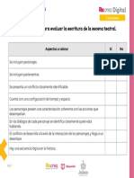 Lista de Cotejo para Evaluar La Escritura de La Escena Teatral