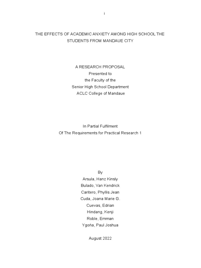 Effects of Academic Anxiety in High School | PDF | Anxiety | Anxiety ...