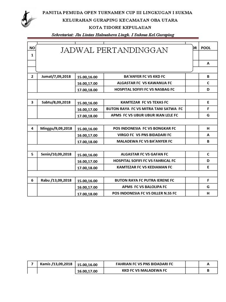 JADWAL PERTANDINGAN | PDF