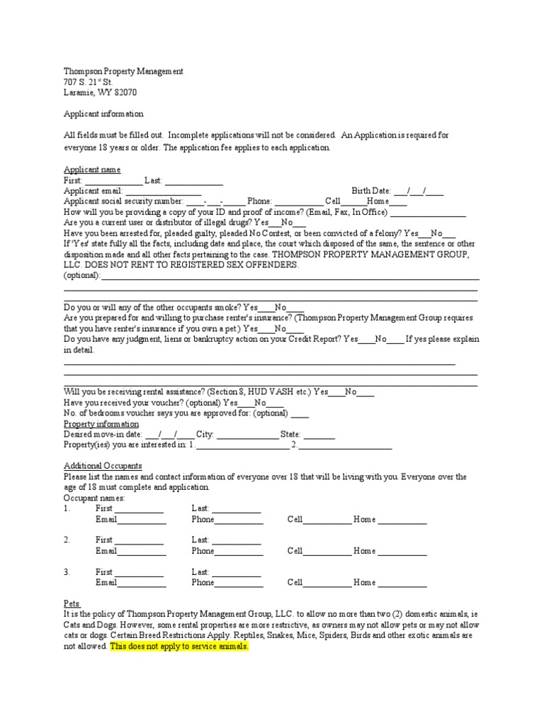 RentalApplication 2 PDF Lease Leasehold Estate