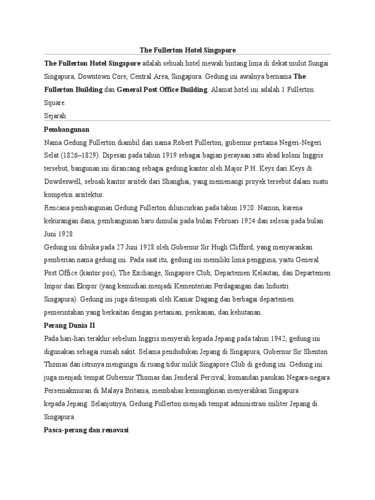 The Fullerton Hotel Singapore PDF