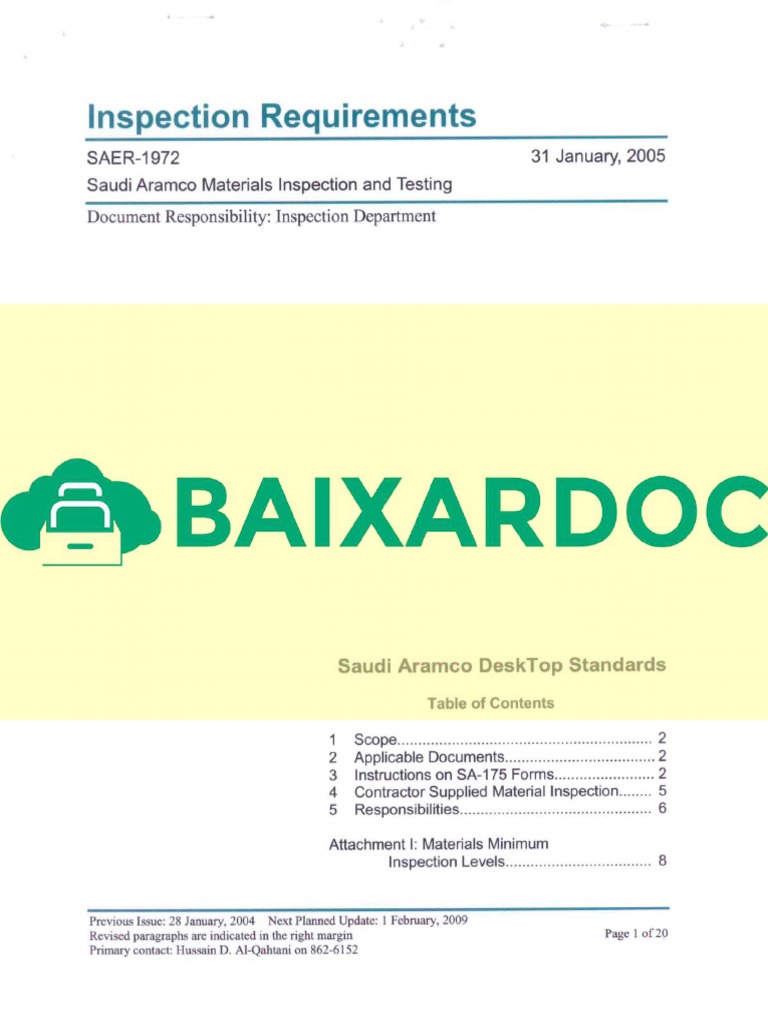 Saer 1972 Saudi Aramco Materials Inspection and Testing | PDF