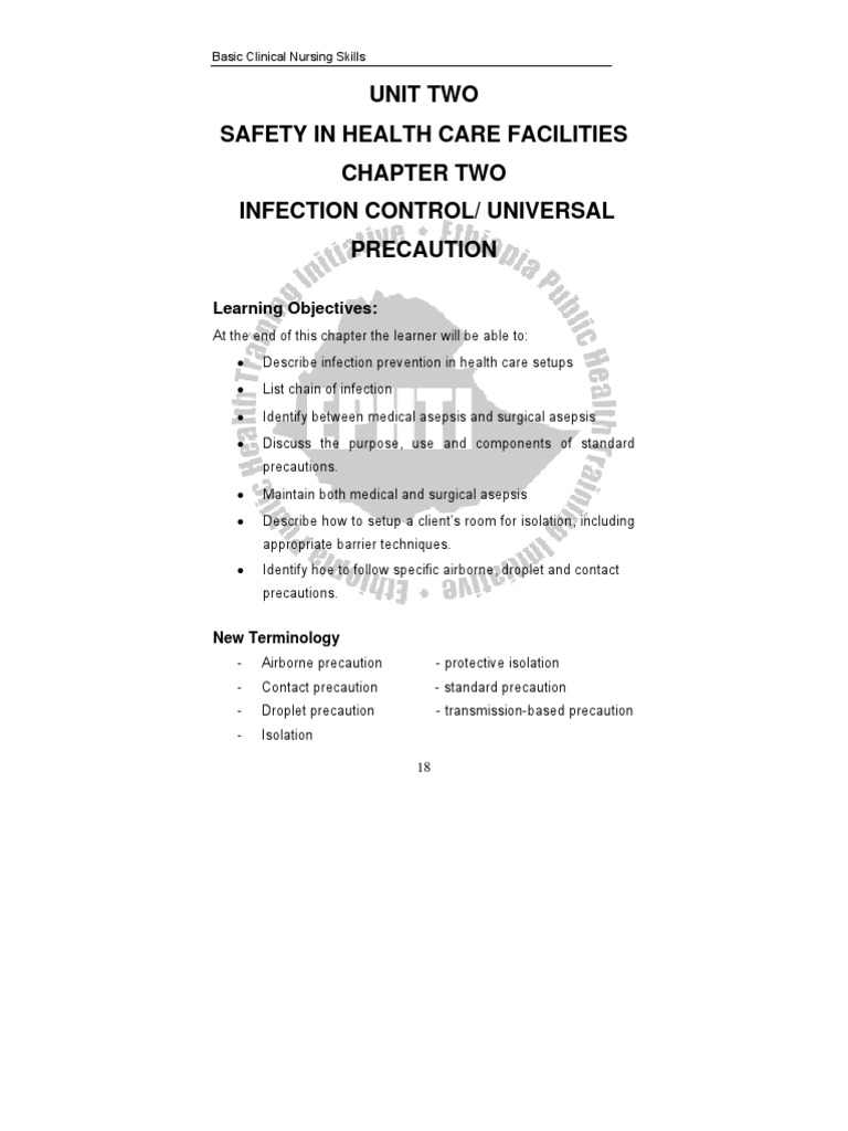 Unit - Two - Infection Control - Universal Precautions | PDF ...