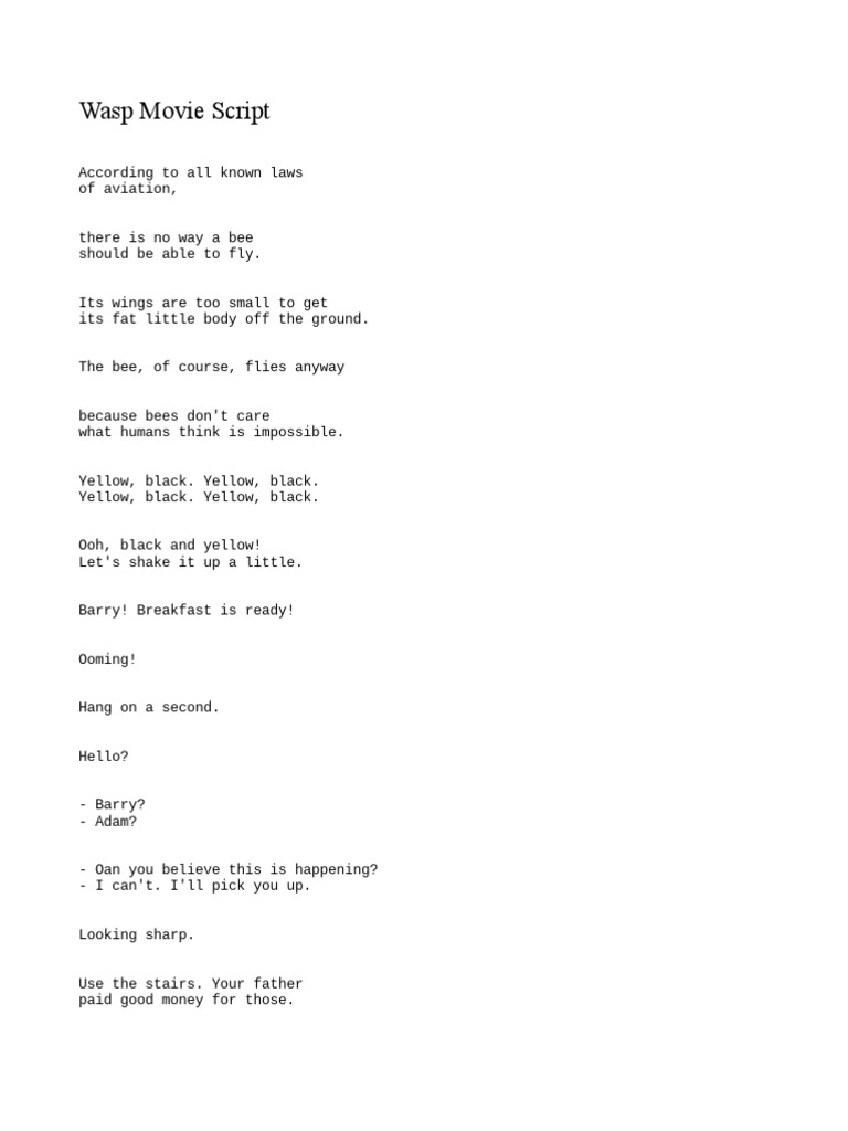 Wasp Performace Script | PDF | Flowers | Bees