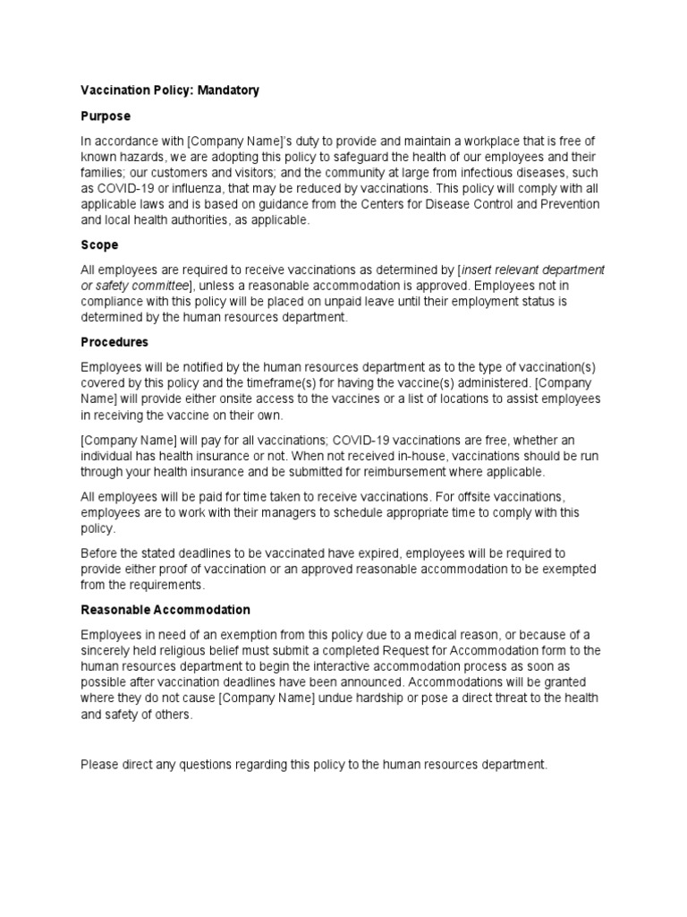 Vaccination Policy Mandatory | PDF