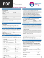 Greenwich College Application Form