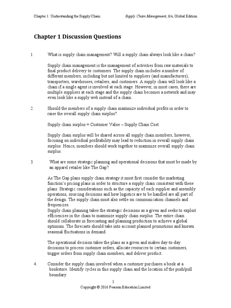 Chapter 1 Discussion Questions Chapter 1 Understanding The Supply