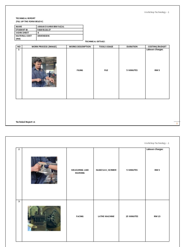 Student Workshop Cost Analysis | PDF | Equipment | Mechanical Engineering