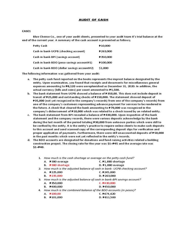 Audit of Cash Accounts Summary | PDF