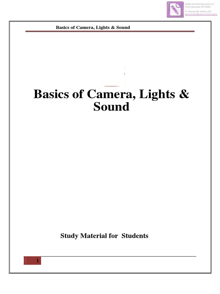 Camera, Lights & Sound Fundamentals | PDF | Camera | Charge Coupled Device