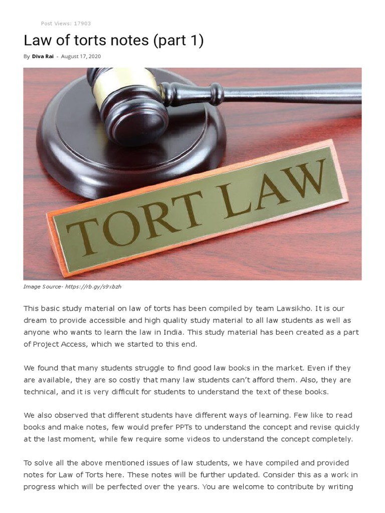 law-of-torts-notes-part-1-ipleaders-pdf-tort-damages