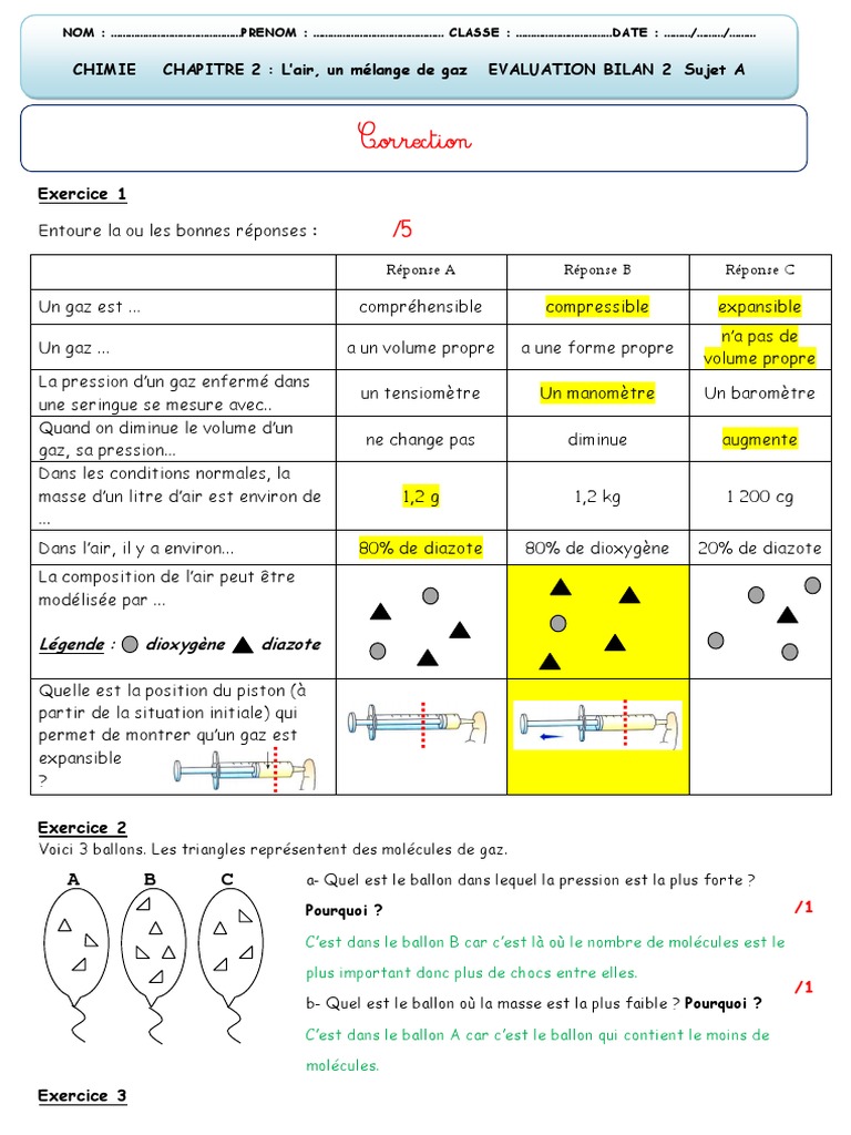 Propriétés des gaz en chimie | PDF | Atmosphère de la Terre | Gaz