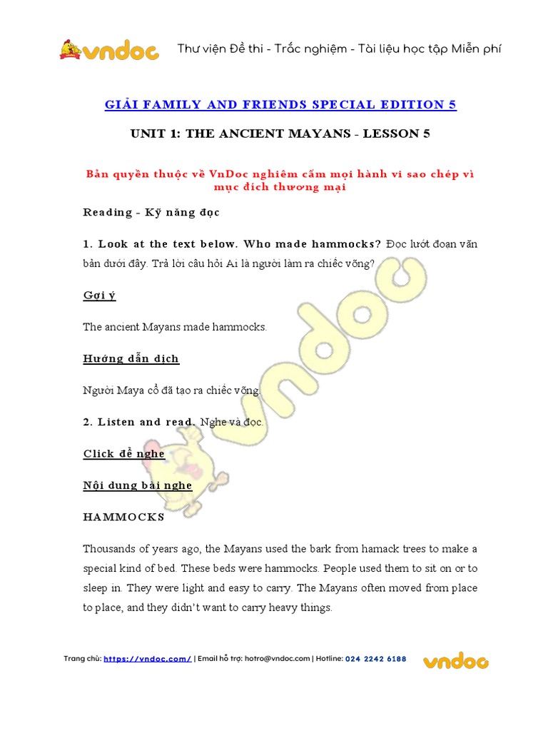 Giai Bai Tap Family and Friends Lop 5 Unit 1 The Ancient Mayans Lesson ...