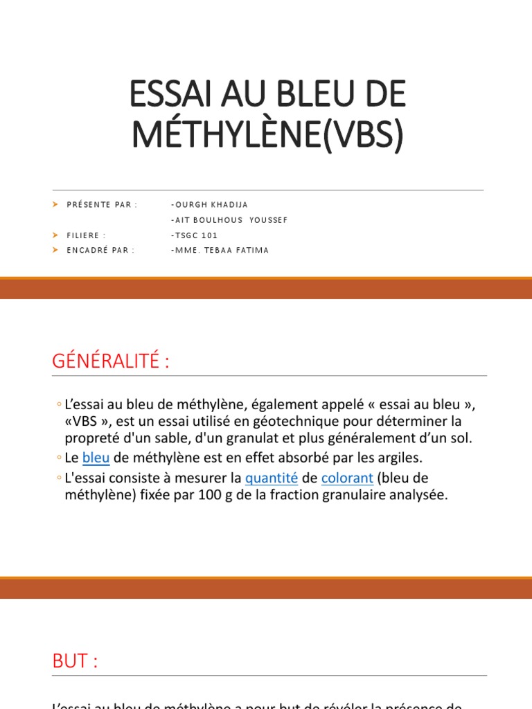 Essai au bleu de méthylène en géotechnique PDF Sciences et — free download
